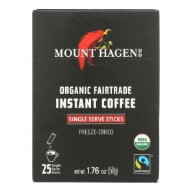 Mount Hagen - Organic Fairtrade Instant Coffee 25 Single Serve Sticks 25ct - Case Of 8 - 1.76 Oz