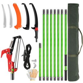 26ft Manual Pole Saw, Lightweight Tree Trimmers Long Handle Pruner Set, Sharp Steel Blade and Scissors Pole Saw for Trimming Palm, Pear Tree, Fir Tree