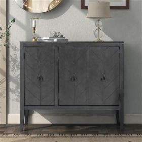 U-style, Storage Cabinet Wooden Cabinet with Adjustable Shelf, Antique Gray, Entryway, Living Room, Study Room