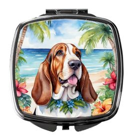 NEW Basset Hound Luau Compact Mirror Decorative Travel Makeup Mirror for Women Girls Gifts Pocket Makeup Mirror Folding Handheld