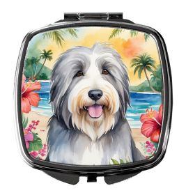 NEW Bearded Collie Luau Compact Mirror Decorative Travel Makeup Mirror for Women Girls Gifts Pocket Makeup Mirror Folding Handheld