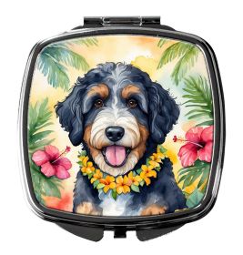 NEW Bernedoodle Luau Compact Mirror Decorative Travel Makeup Mirror for Women Girls Gifts Pocket Makeup Mirror Folding Handheld