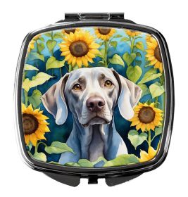 NEW Weimaraner in Sunflowers Compact Mirror Decorative Travel Makeup Mirror for Women Girls Gifts Pocket Makeup Mirror Folding Handheld