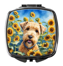 NEW Wheaten Terrier in Sunflowers Compact Mirror Decorative Travel Makeup Mirror for Women Girls Gifts Pocket Makeup Mirror Folding Handheld