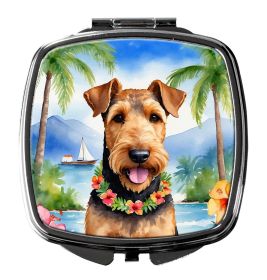 NEW Airedale Terrier Luau Compact Mirror Decorative Travel Makeup Mirror for Women Girls Gifts Pocket Makeup Mirror Folding Handheld