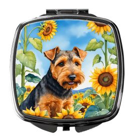 NEW Welsh Terrier in Sunflowers Compact Mirror Decorative Travel Makeup Mirror for Women Girls Gifts Pocket Makeup Mirror Folding Handheld