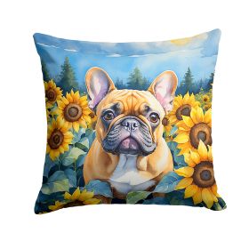 French Bulldog in Sunflowers Throw Pillow Machine Washable, Indoor Outdoor Decorative Pillow for Couch, Bed or Patio, 14Hx14W (Default: Default)