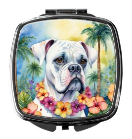 NEW White Boxer Luau Compact Mirror Decorative Travel Makeup Mirror for Women Girls Gifts Pocket Makeup Mirror Folding Handheld (Default: Default)