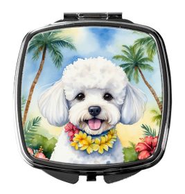 NEW Bichon Frise Luau Compact Mirror Decorative Travel Makeup Mirror for Women Girls Gifts Pocket Makeup Mirror Folding Handheld (Default: Default)