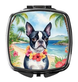 NEW Boston Terrier Luau Compact Mirror Decorative Travel Makeup Mirror for Women Girls Gifts Pocket Makeup Mirror Folding Handheld (Default: Default)